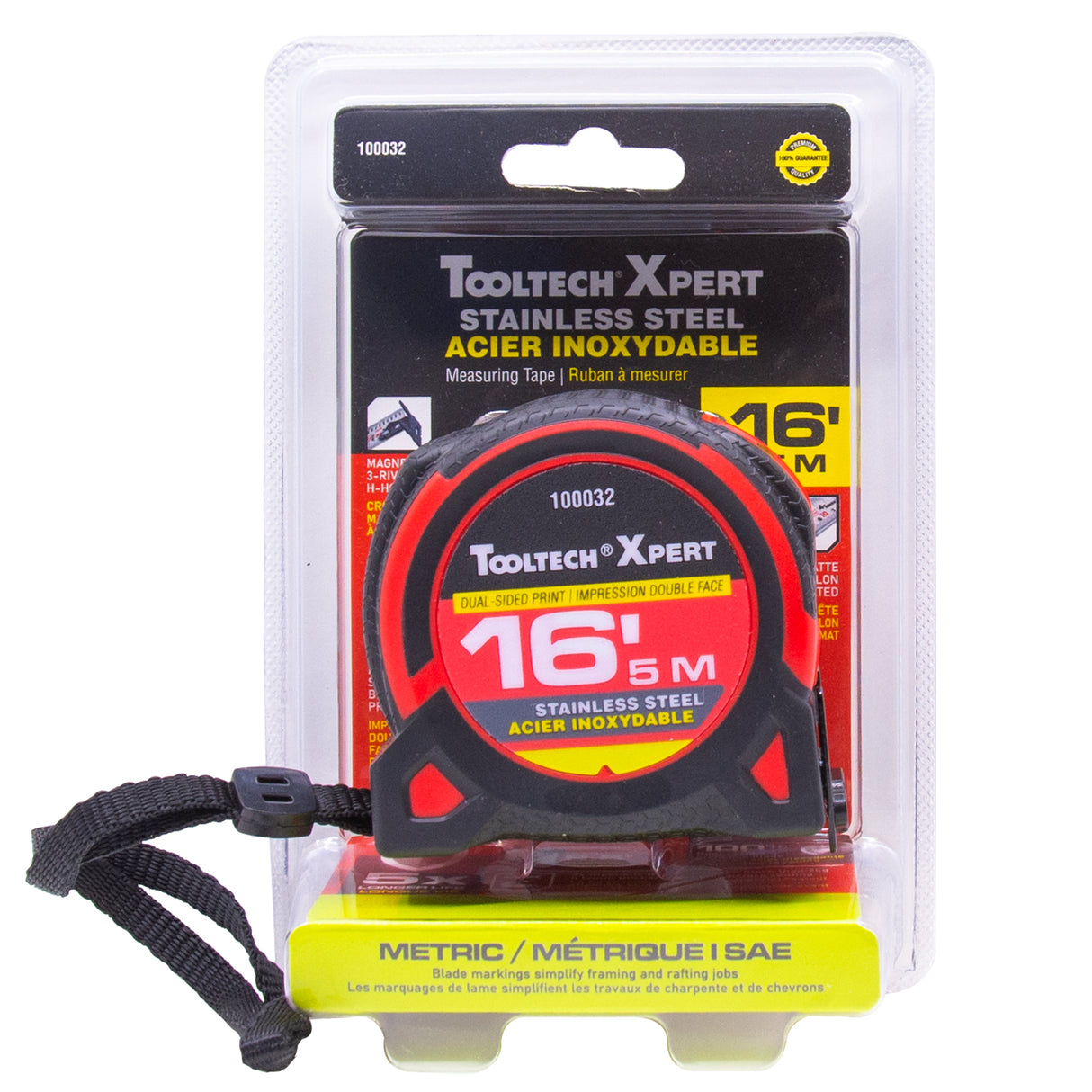 Tooltech Stainless steel Tape Measure 16ft (5m) x 1in Metric/Imperial Double Sided