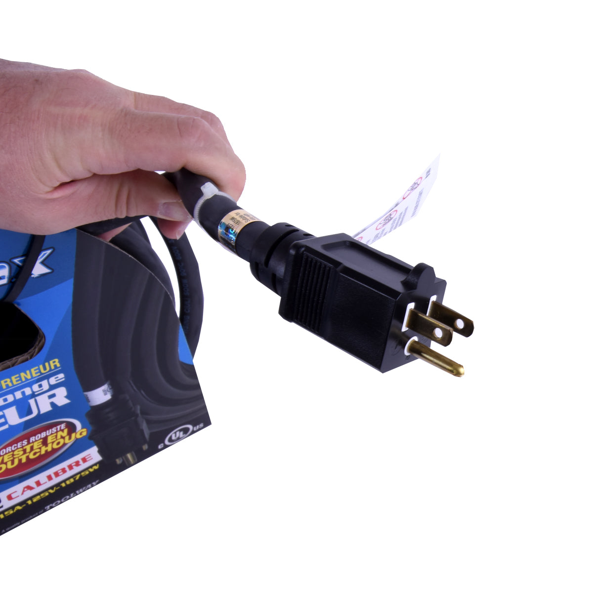 FlexiCord 140008 Extension Cord Outdoor SEOOW 12/3 Single Tap Black Rubber 50ft