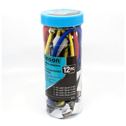 Stinson Cargo 406112 12PK Tie Down Bungee Stretch Cord in Tube Assorted