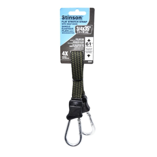 Stinson Cargo 406147 Tie Down Flat Bungee Cord With Snap Hook 3/4in x 35in
