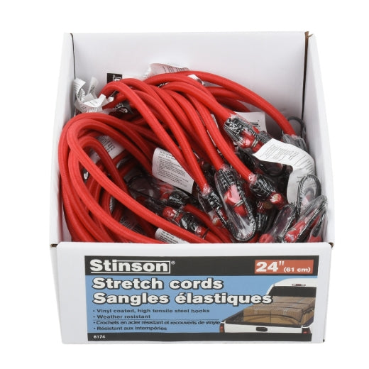 Stinson Cargo 406174 Tie Down Braided Bungee Stretch Cord 24in Red
