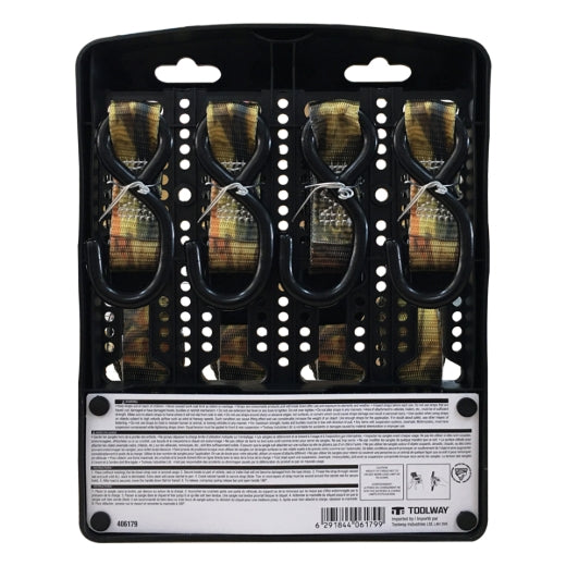 Stinson Cargo 406179 4PK Tie Down Ratchet 1in x 15ft 500lb Camouflage