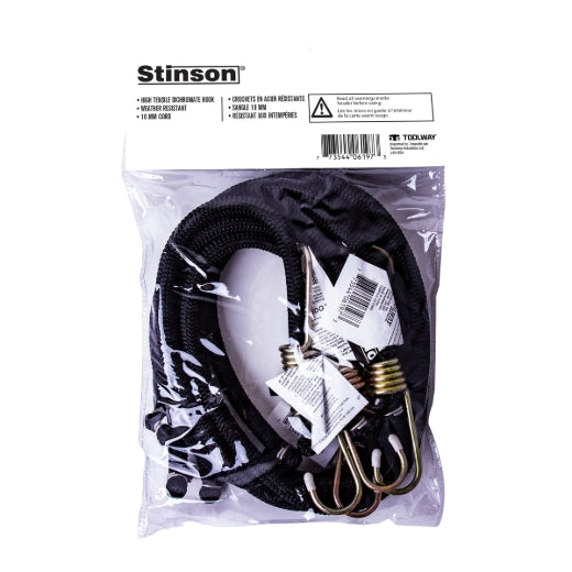 Stinson Cargo 406197 4PK Heavy Duty Tie Down Bungee Stretch Cord 10mm x 36in