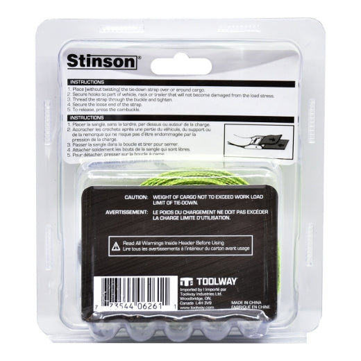 Stinson Cargo 406261 Lashing Strap With Cam Buckle For Cargo 1in x 12ft 333lb