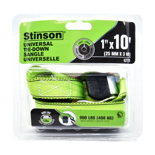 Stinson Cargo 406270 Universal Tie-Down Strap 1in x 10ft 300lb