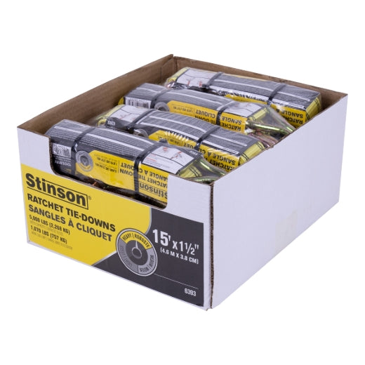 Stinson Cargo 406393 Tie Down Ratchet Strap With J-Hooks 1½in x 15ft 1670lb