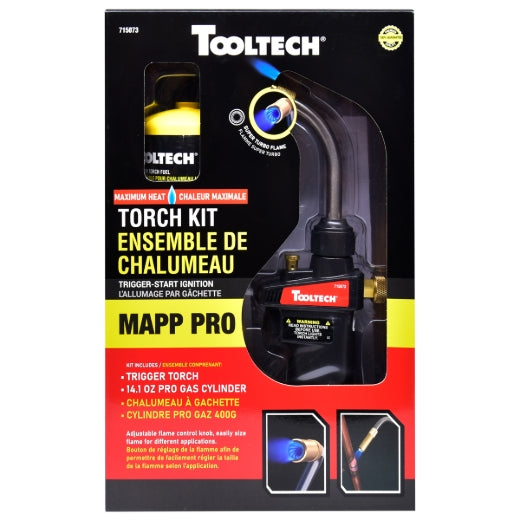 Tooltech 715073 HAZ Torch Kit Max Heat Turbo w/Mapp-Pro gas