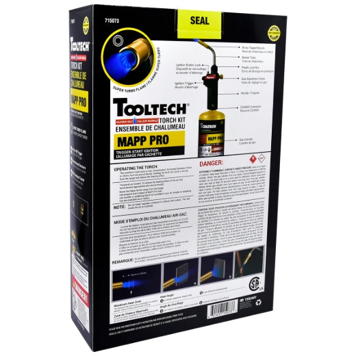 Tooltech 715073 HAZ Torch Kit Max Heat Turbo w/Mapp-Pro gas