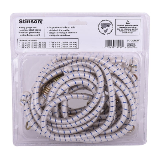 Stinson Cargo 739038 6PK Heavy Duty Bungee Stretch Cords 10mm White
