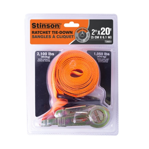 Stinson Cargo 739051 Tie Down Ratchet Strap 2in x 20ft 1050lb