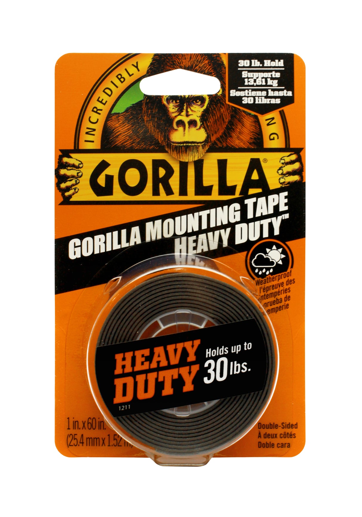 Gorilla 85061550 Black Mounting Tape 1in x 60in