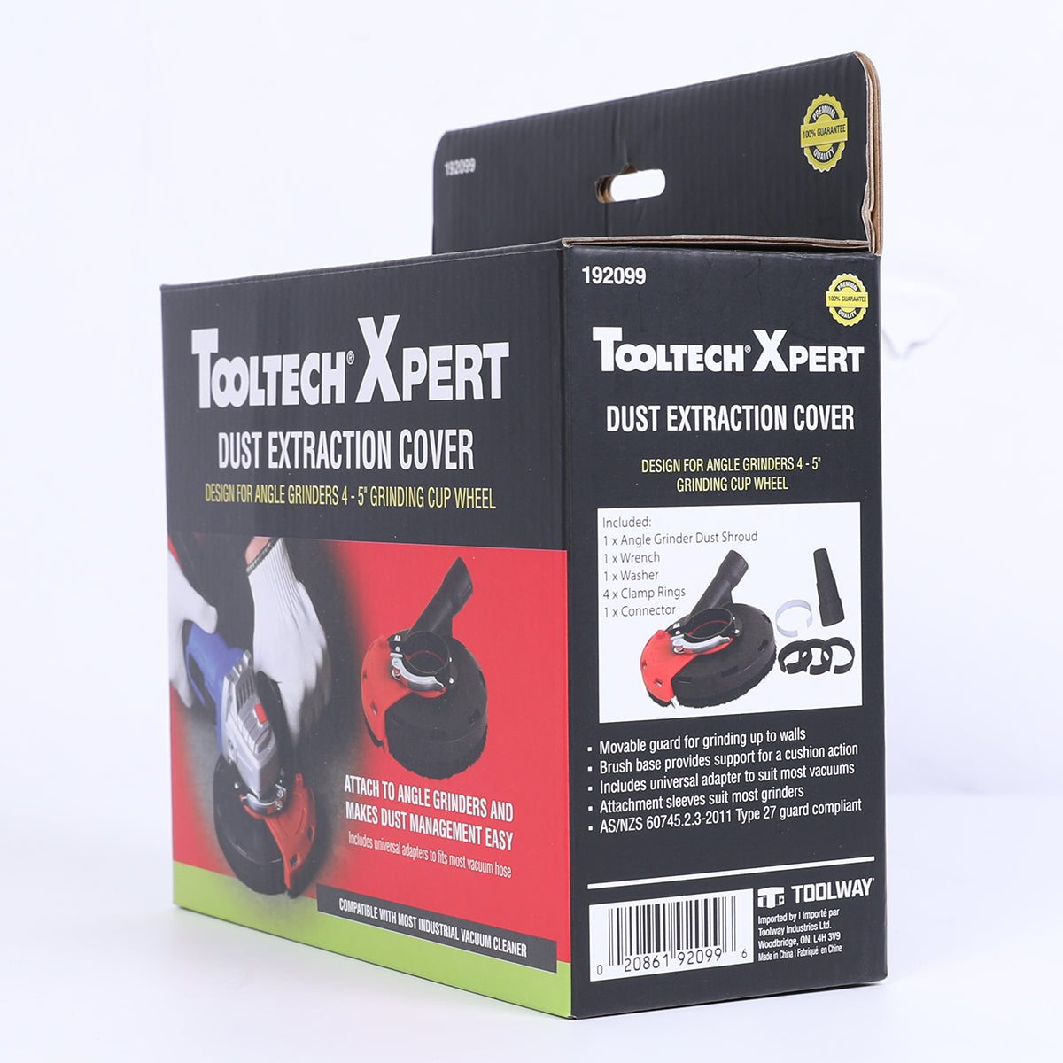 Tooltech 192099 4"-5" Grinding Dust Extractor With Universal Connectors For Angle Grinders