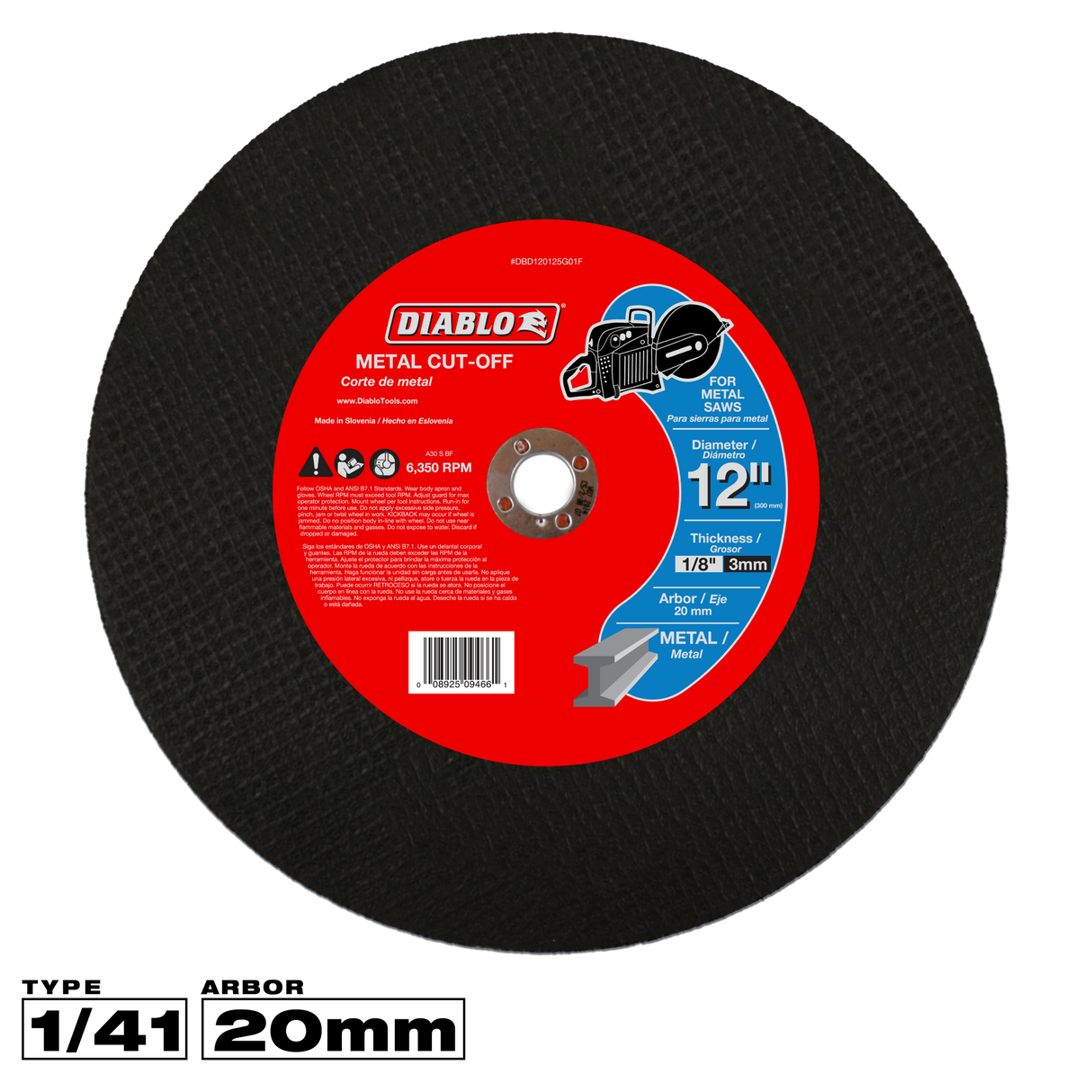 Diablo 12" 20mm High Speed Metal Cut-Off Blade
