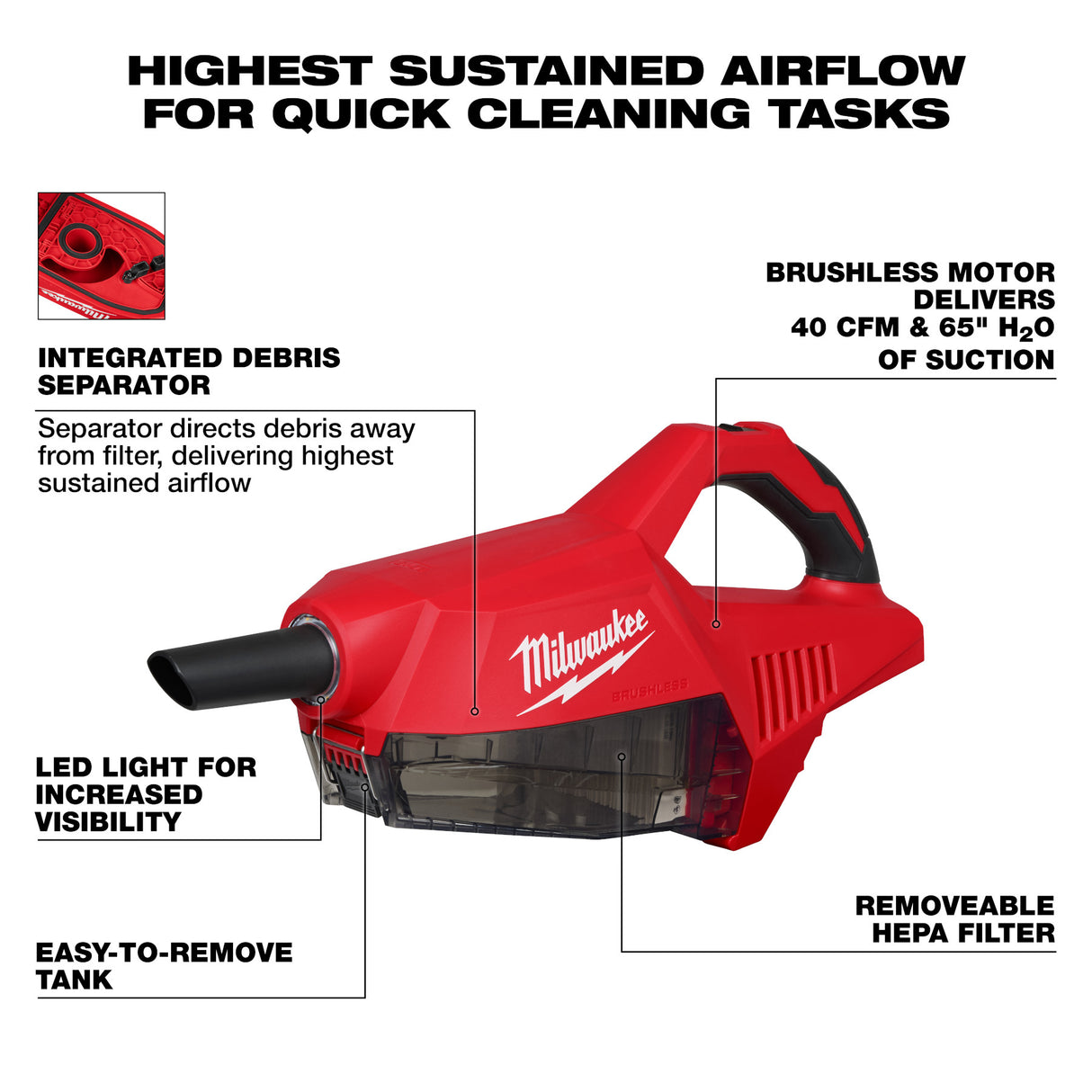 Milwaukee M18™ Brushless Handheld Vacuum 0892-20