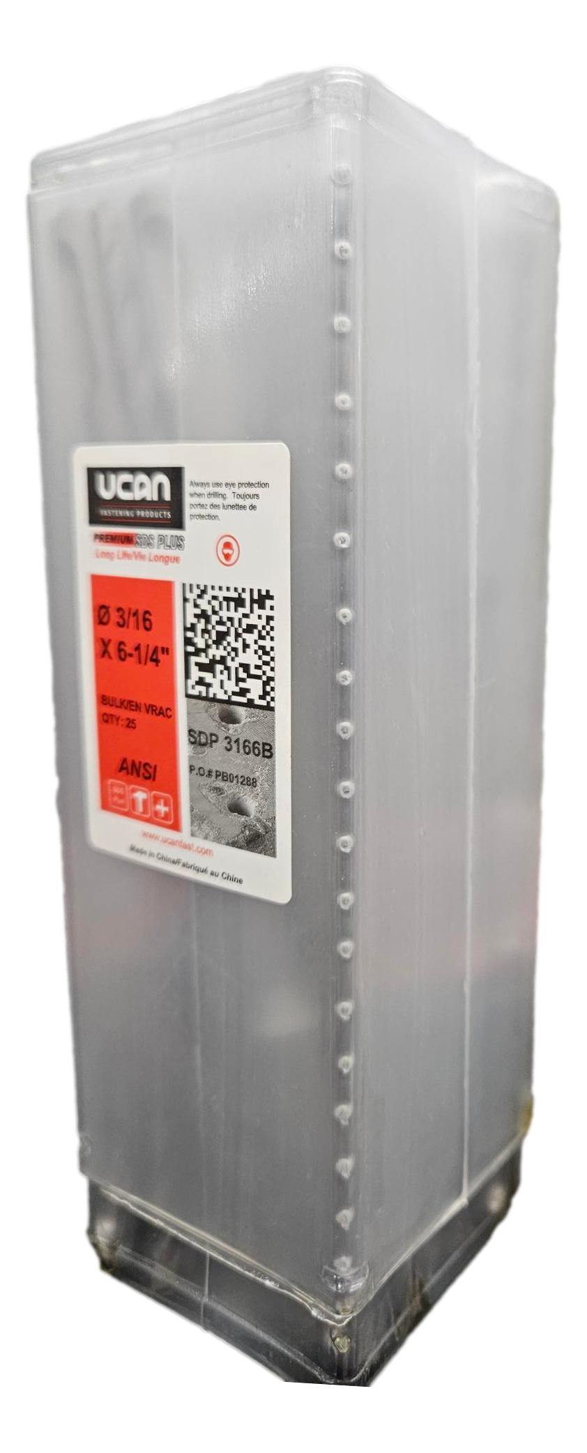 UCAN SDB3166 3/16" x 6-1/4" SDS-PLUS DRILL BIT - 25 PACK