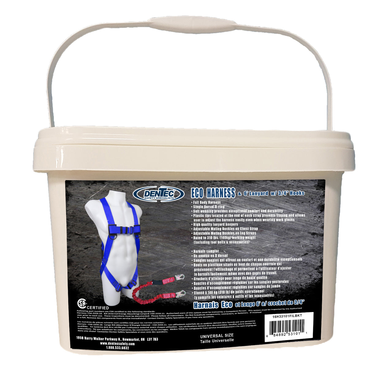 DENTEC Eco Universal Harness & 6ft Lanyard Kit In Bucket