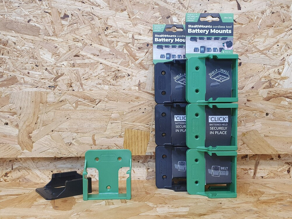 StealthMount BM-MHH18-GRN-6 Battery Mounts for Metabo HPT (6 Pack) Green
