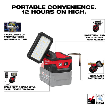 Milwaukee 2359-20 M18âą ROVERâą Compact Folding Flood Light w/ USB Charging