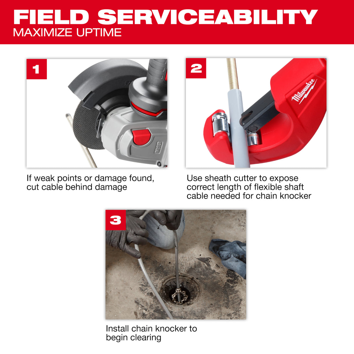 Milwaukee 2519-21 M12 FUEL™ High Speed Chain Snake for 1-1/4”-2” Pipes