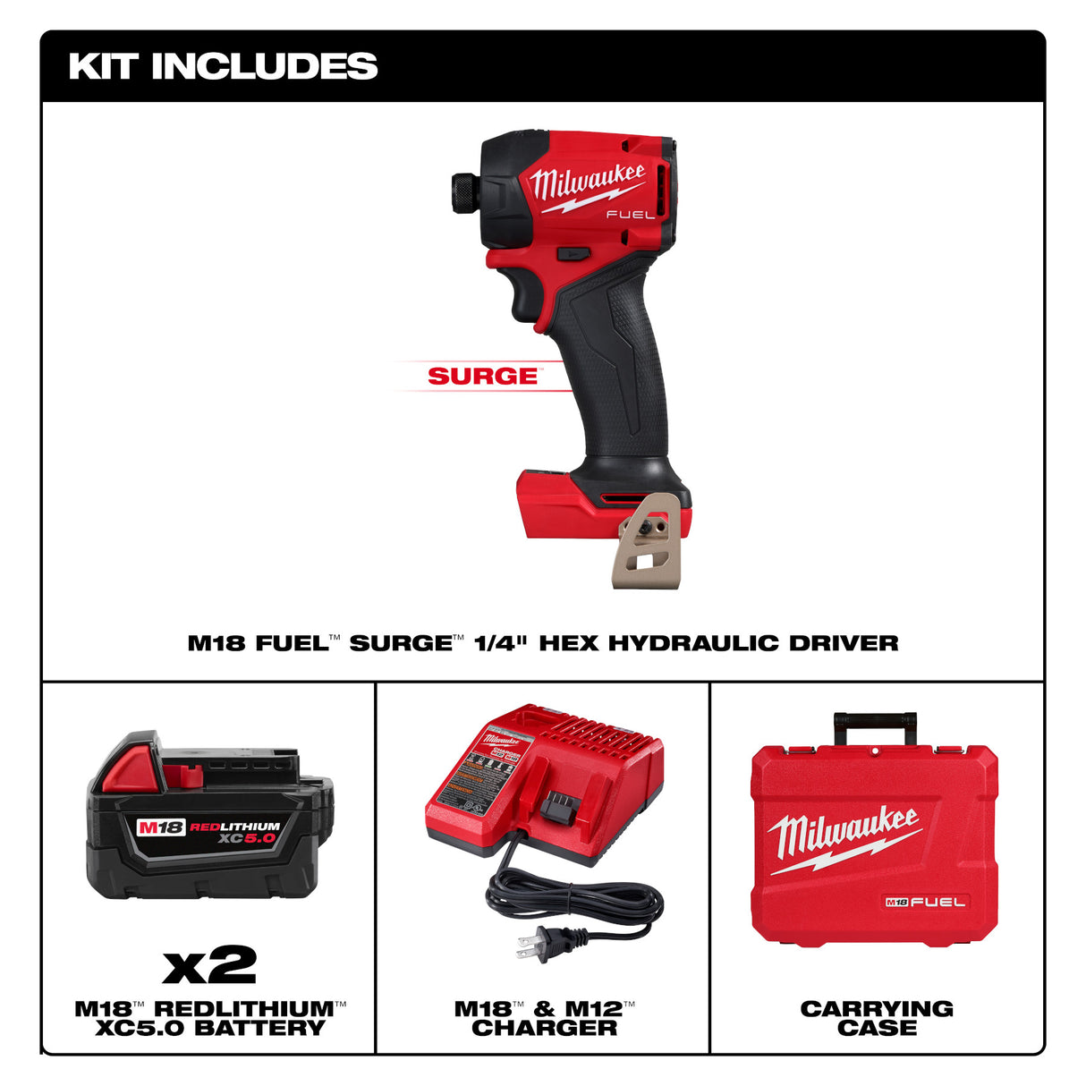 Milwaukee 2761-22 M18 FUEL™ SURGE™ 1/4" Hex Hydraulic Driver Kit
