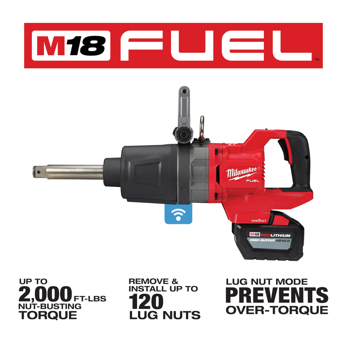 Milwaukee 2869-22HD M18 FUEL™ 1" D-Handle Ext. Anvil High Torque Impact Wrench w/ ONE-KEY™ Kit