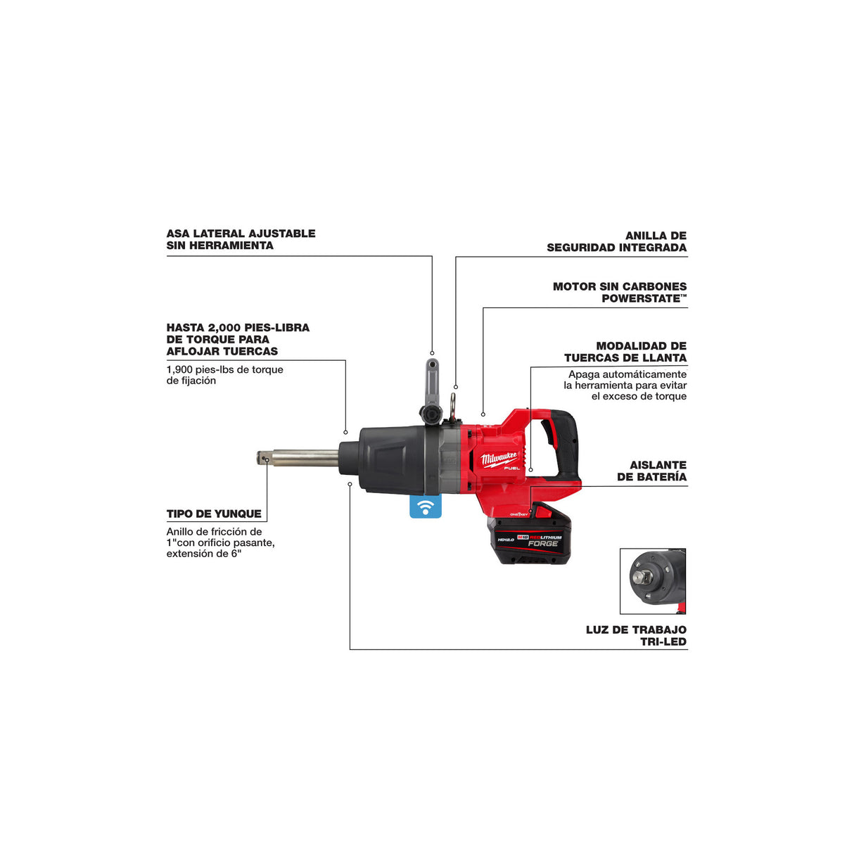 Milwaukee 2869-22HD M18 FUEL™ 1" D-Handle Ext. Anvil High Torque Impact Wrench w/ ONE-KEY™ Kit