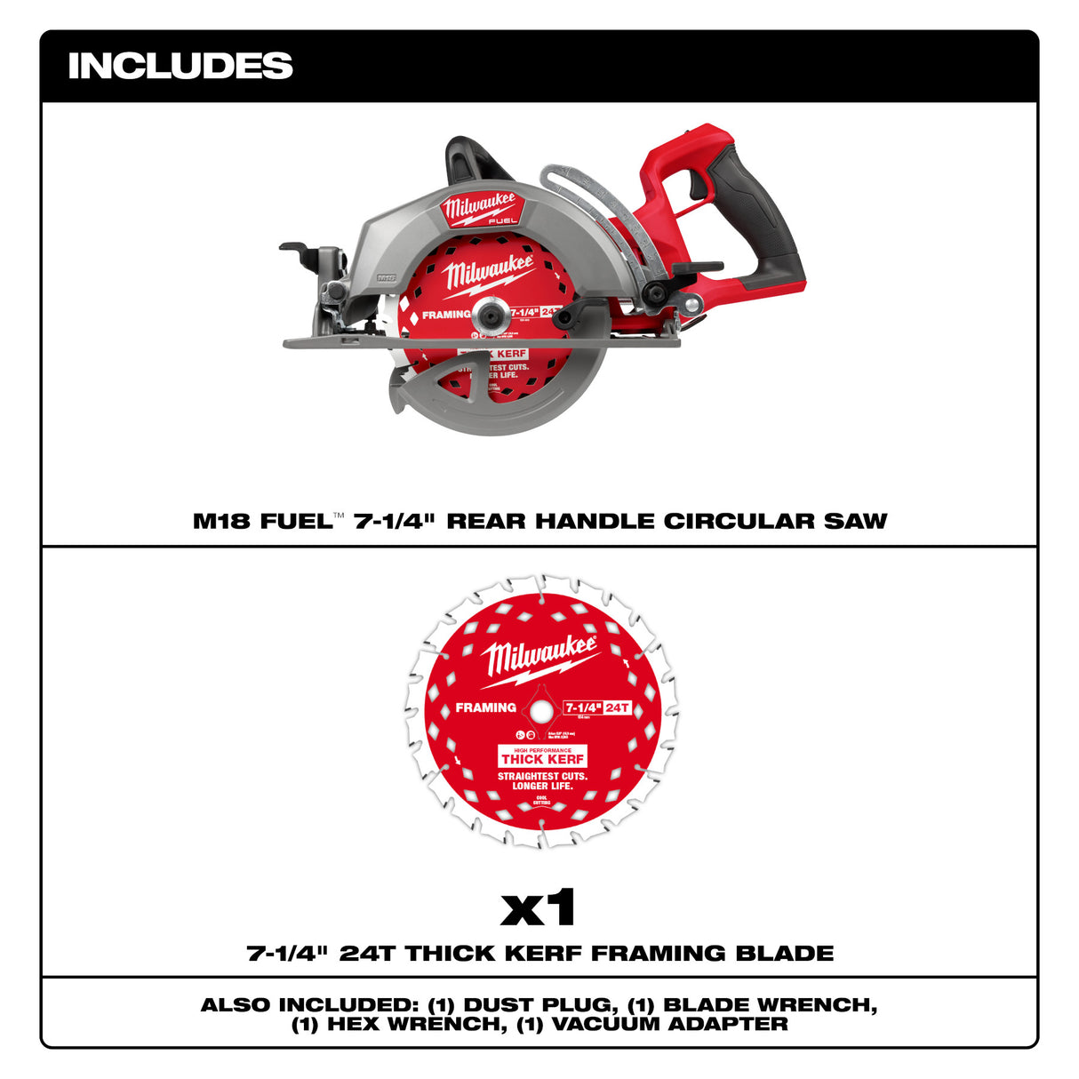 Milwaukee 2930-20 M18 FUEL™ 7-1/4" Rear Handle Circular Saw