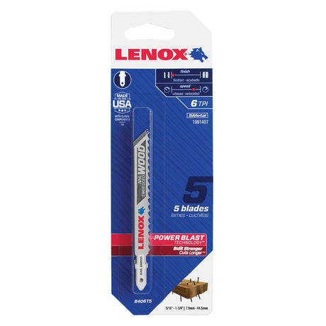 LENOX 1991407 General Purpose Jig Saw Blades 102 x 10 x 1.3 6TPI 5/PK
