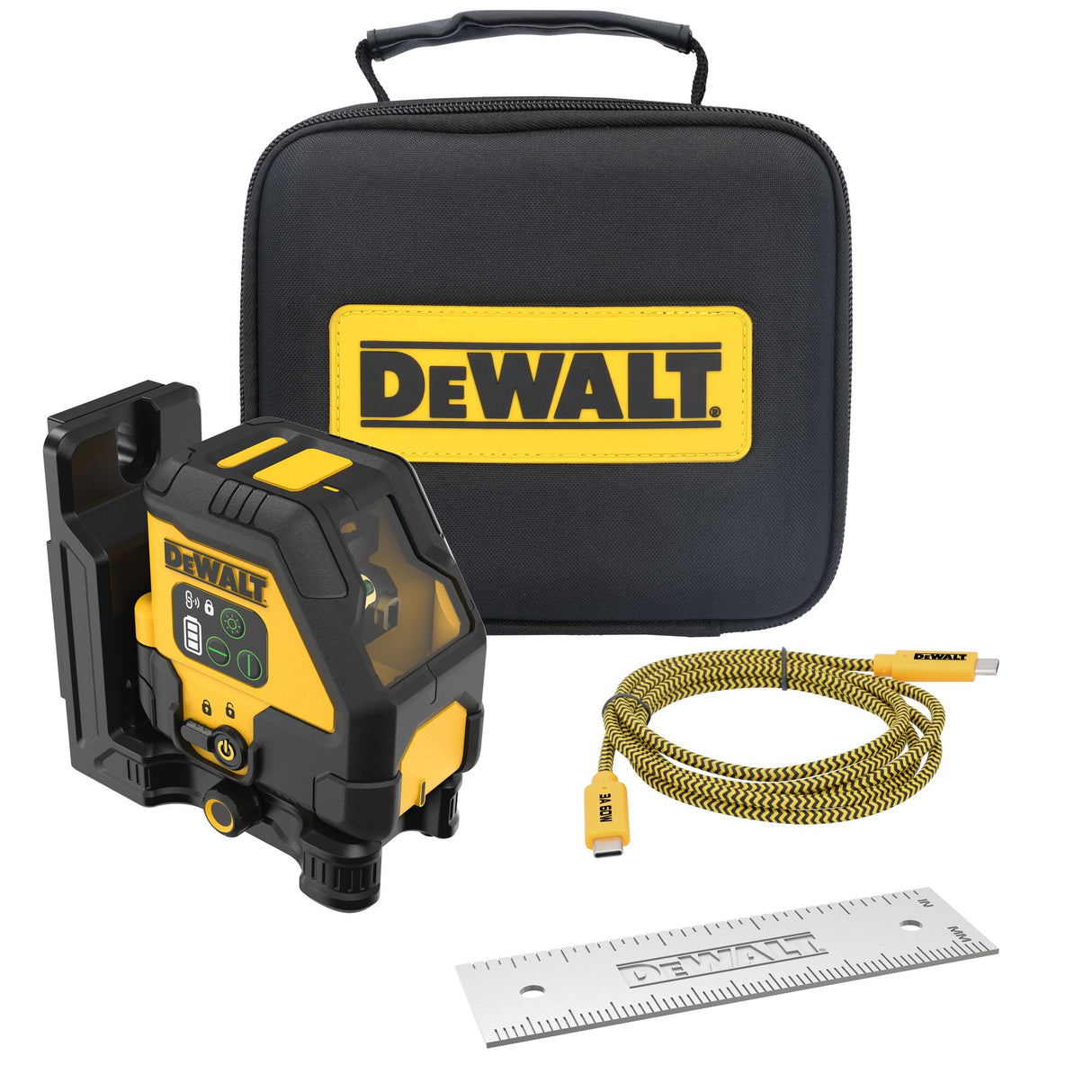 DEWALT DCLE14201GB USB Rechargeable Green Cross Line Laser Base Kit