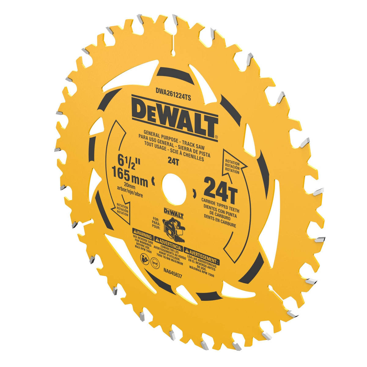 DEWALT DWA261224TS 6-1/2 in. 24T General Purpose Track Saw Blade