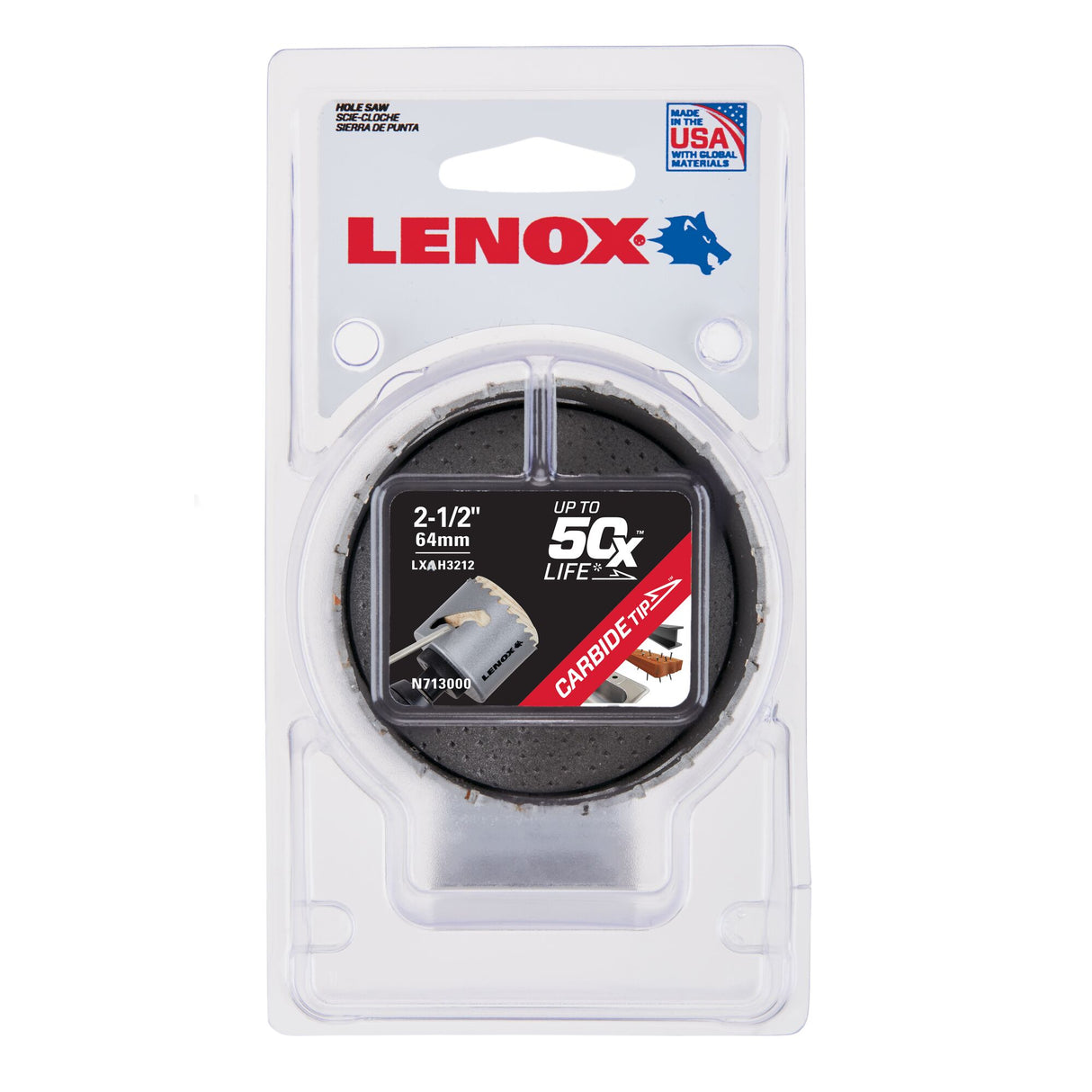 LENOX LXAH3212 Speed Slot® Carbide Tipped Hole Saw 64mm / 2-1/2"