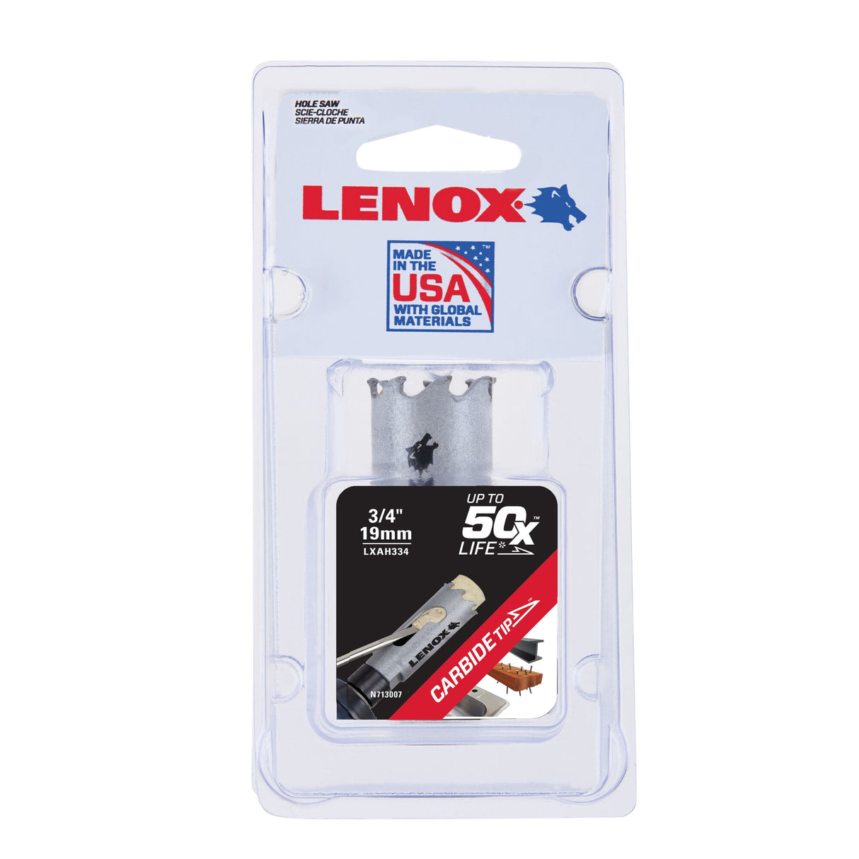 LENOX LXAH334 Speed Slot® Carbide Tipped Hole Saw 19mm / 3/4"