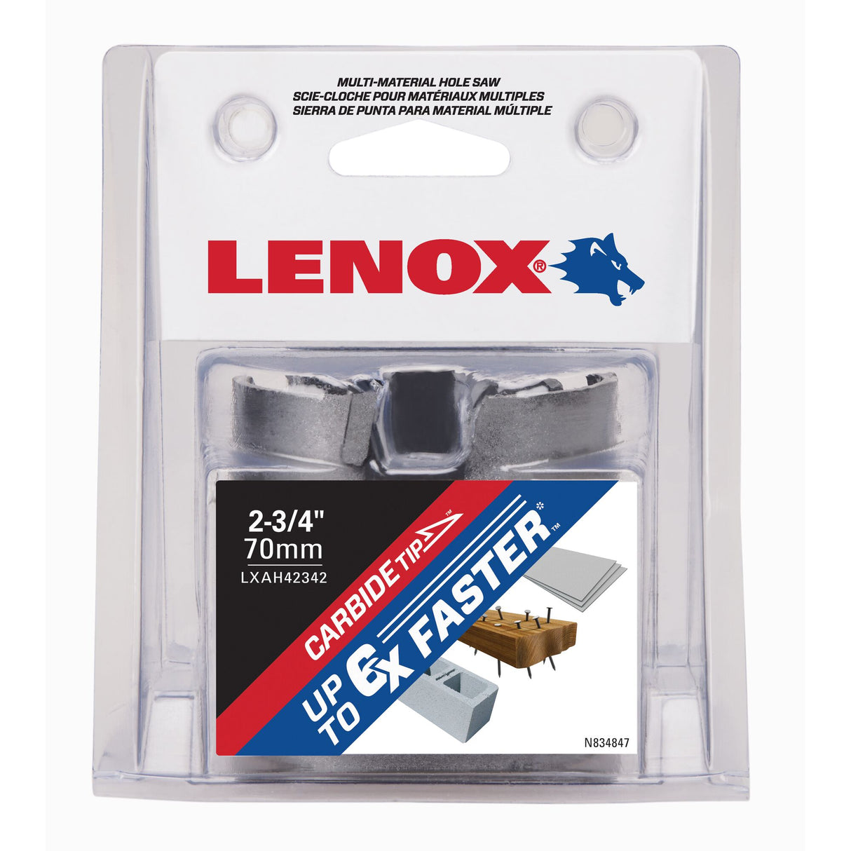 LENOX LXAH42342 LX 2 3/4" (70MM) MM CARBIDE HOLE SAW