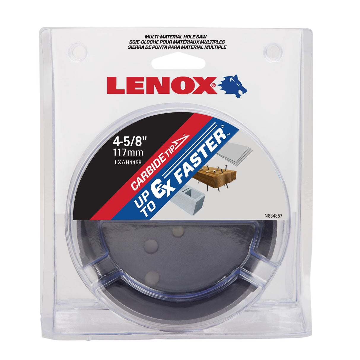 LENOX LXAH4458 LX 4 5/8" (117MM) MM CARBIDE HOLE SAW