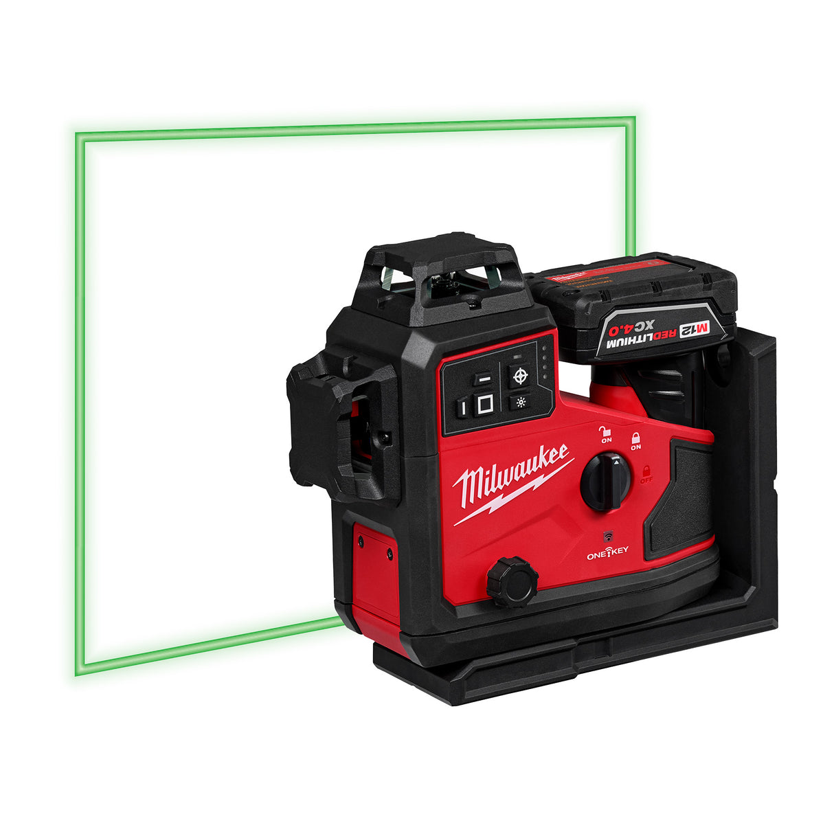 Milwaukee 3642-21 M12™ Green 360° 3-Plane Laser w/Automatic Alignment & Receiver