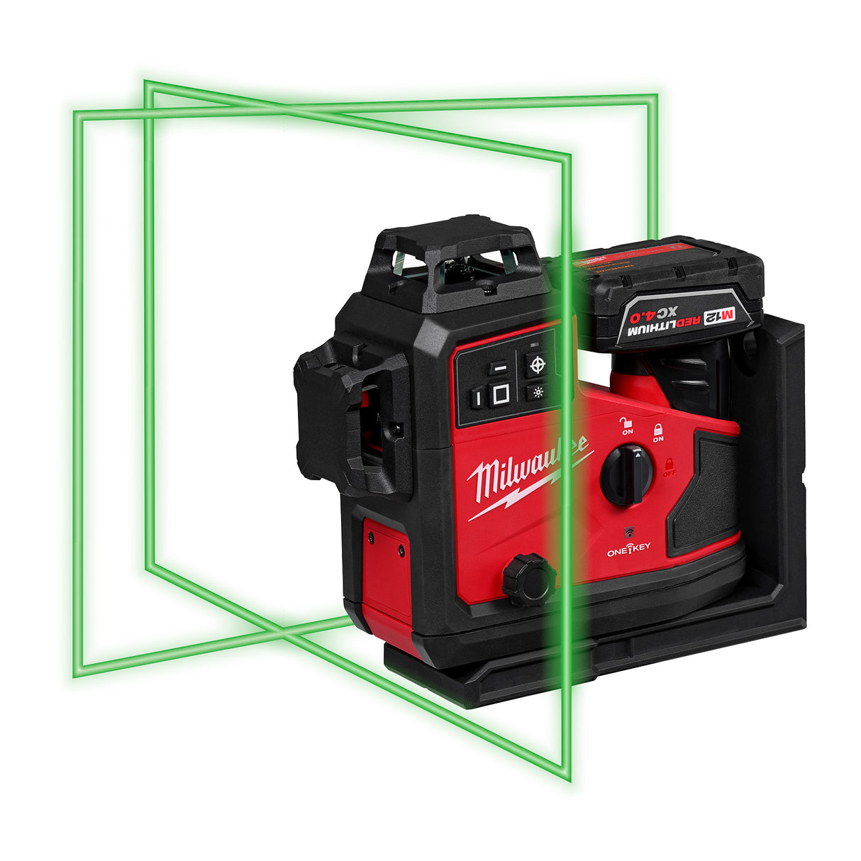 Milwaukee 3642-21 M12™ Green 360° 3-Plane Laser w/Automatic Alignment & Receiver