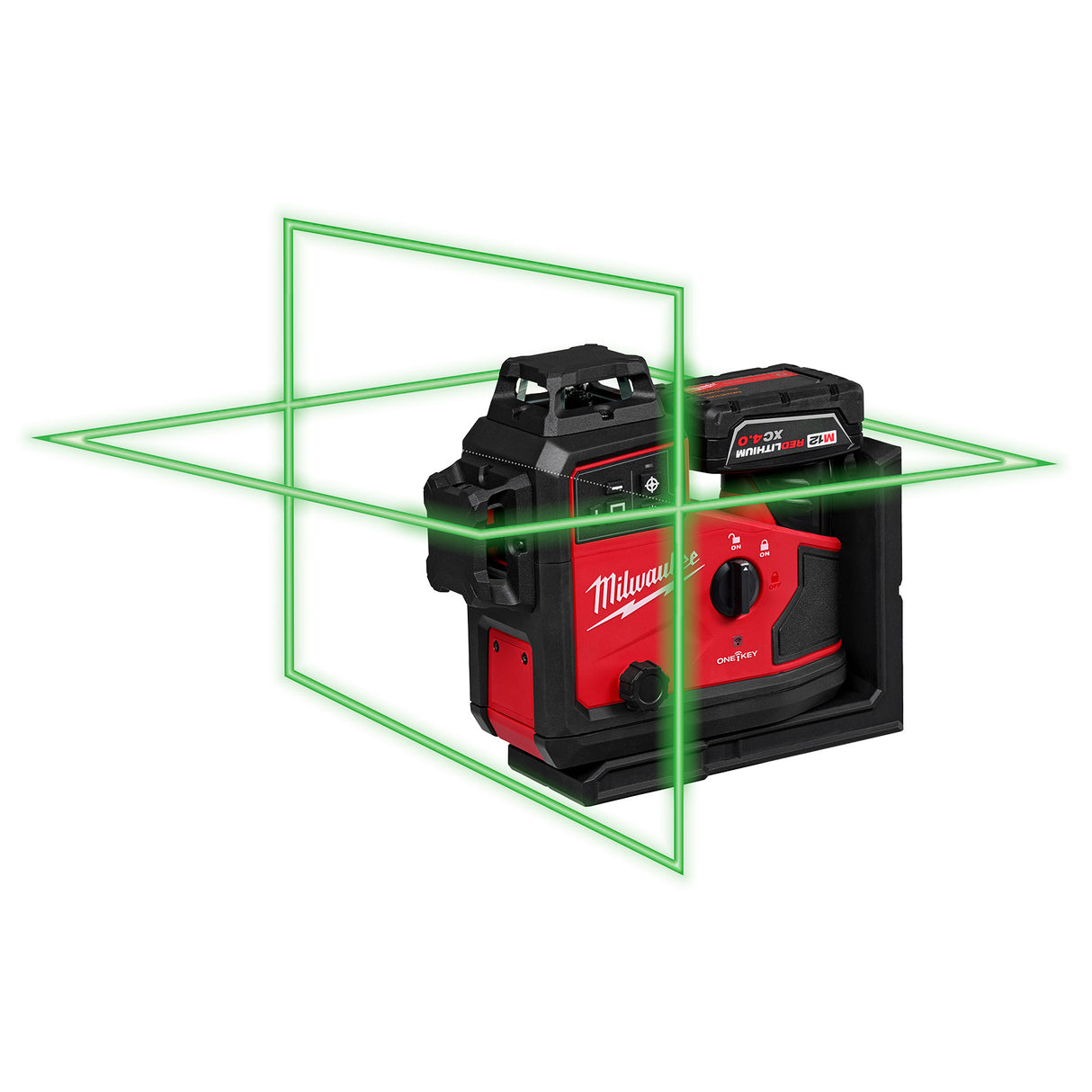 Milwaukee 3642-21 M12™ Green 360° 3-Plane Laser w/Automatic Alignment & Receiver