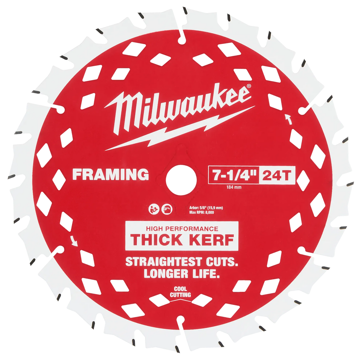 Milwaukee 48-40-0742 7-1/4" 24T Thick Kerf Framing Circular Saw Blade - 2PK