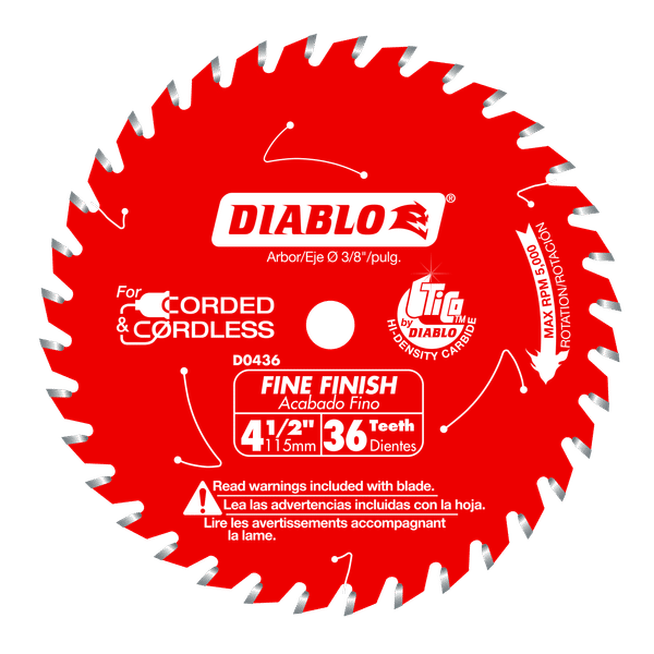Diablo 4-1/2" 36-Teeth Fine Finish Saw Blade - D0436X