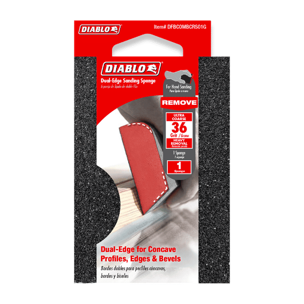 DIABLO DFBCOMBCRS01G 4" x 2-1/2" x 1" 36-Grit Dual-Edge Sanding Sponge