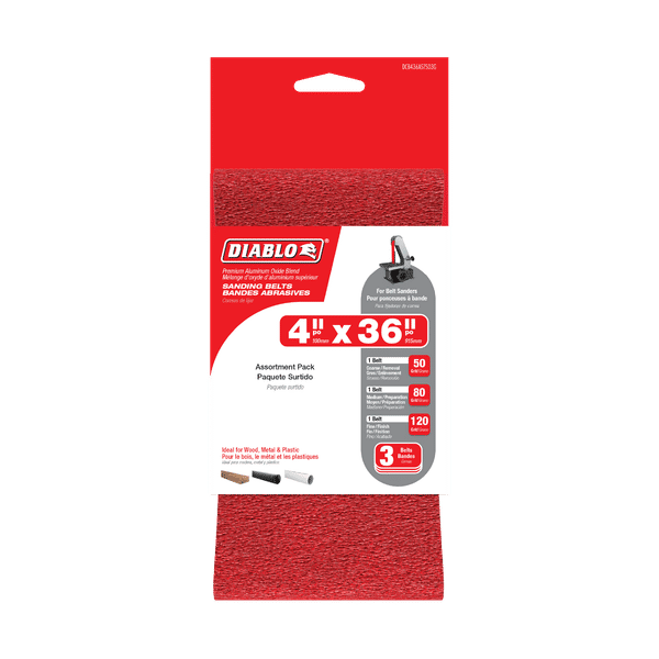 DIABLO DCB436ASTS03G 4" x 36" Assorted Sanding Belts