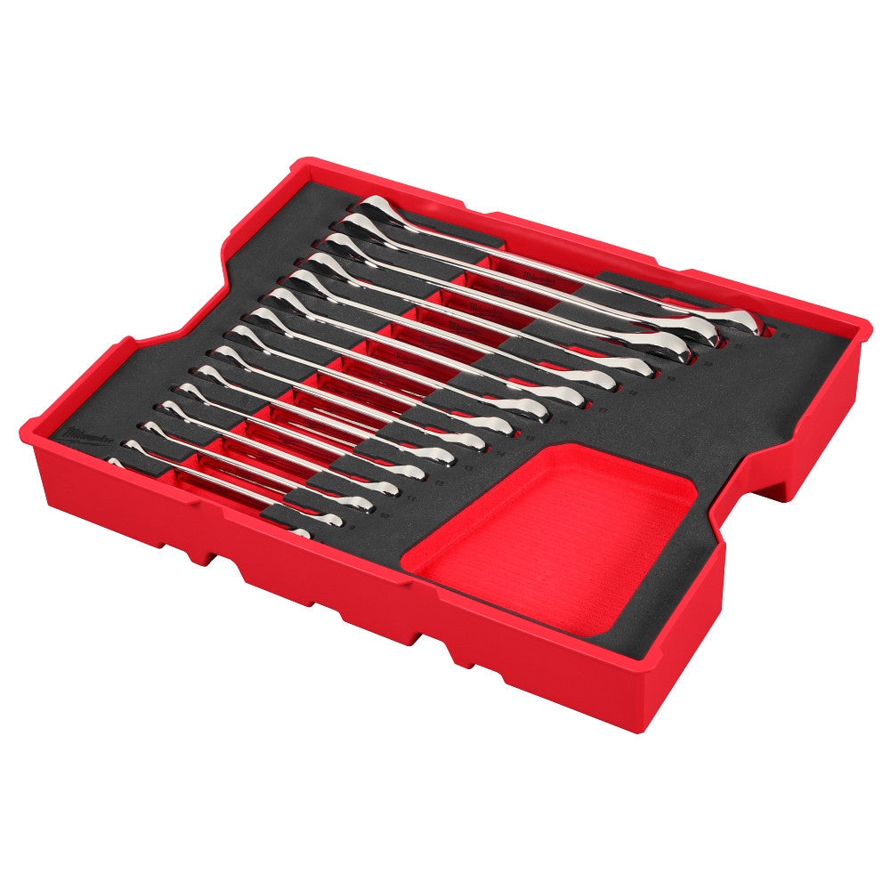 Milwaukee 48-22-0156 15pc. Metric Ratcheting Combination Wrench Set with Tray for PACKOUT™ Drawers