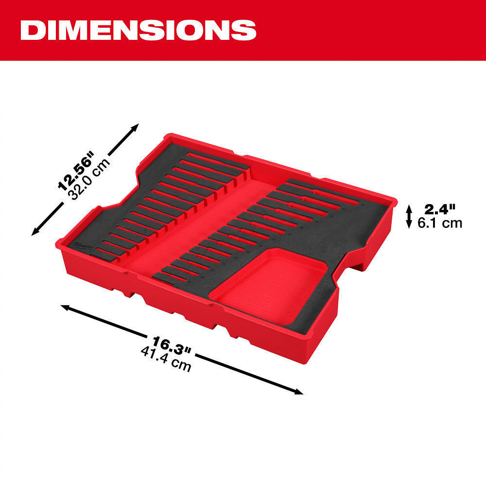 Milwaukee 48-22-0157 15pc. SAE Ratcheting Combination Wrench Set with Tray for PACKOUT™ Drawers