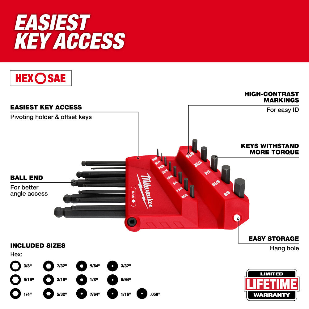 Milwaukee 48-22-0161 28pc. Hex Key & Hammer Set with Tray for PACKOUT™ Drawers