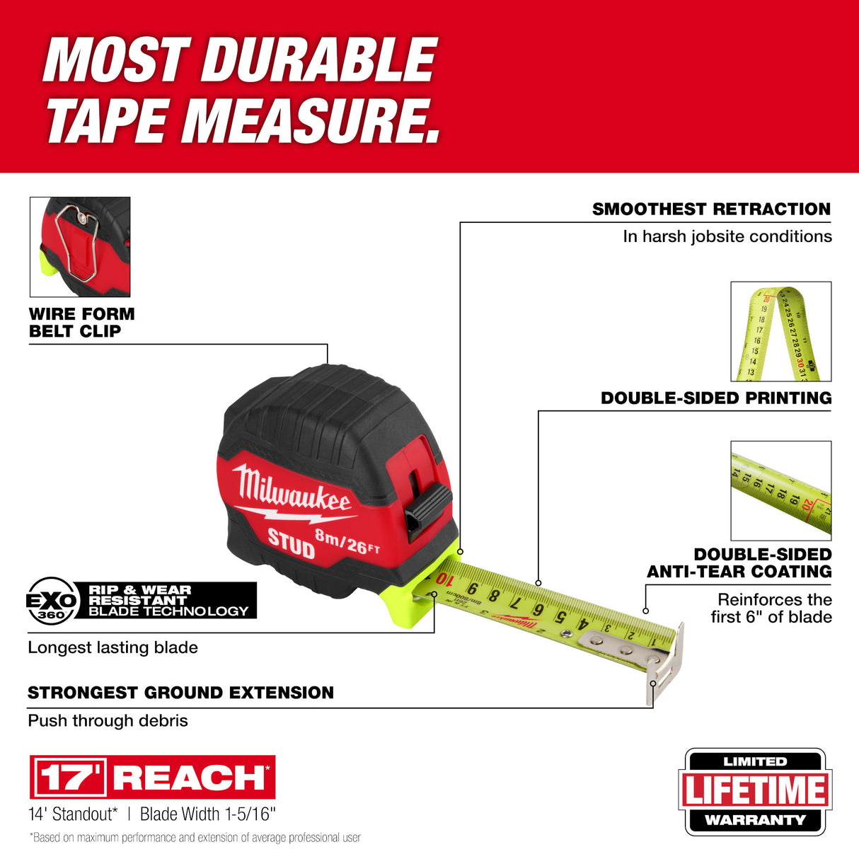 Milwaukee 48-22-1426 8m/26ft STUD™ Tape Measure