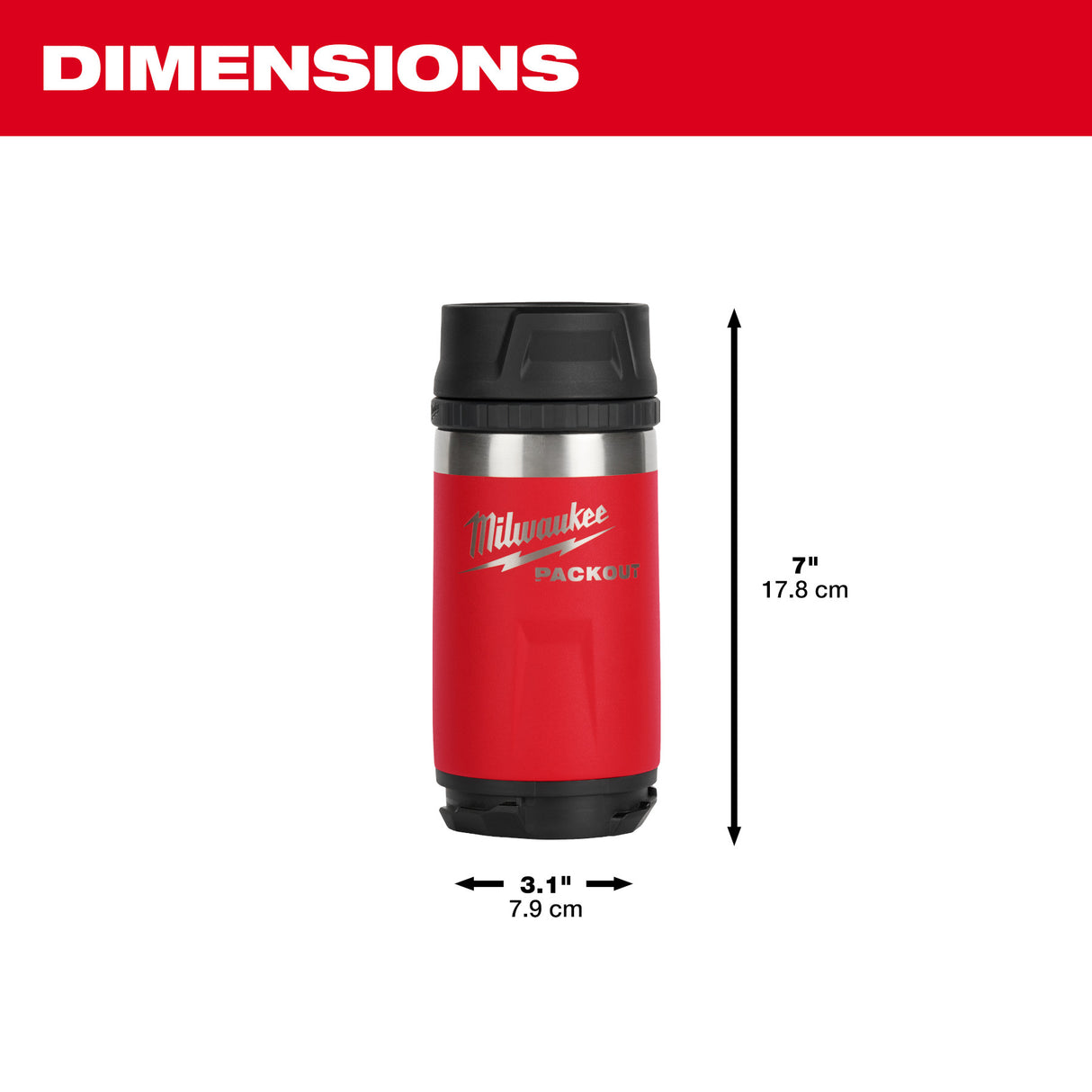 Milwaukee 48-22-8391R PACKOUT™ 12oz Insulated Bottle with Sip Lid - Red