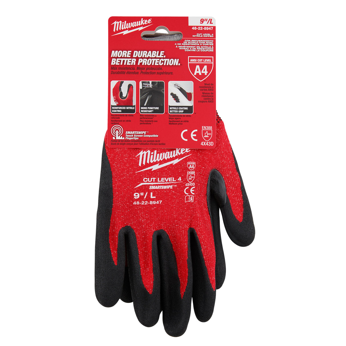 Milwaukee 48-22-8947 Cut Level 4 Nitrile Dipped Gloves (Large)