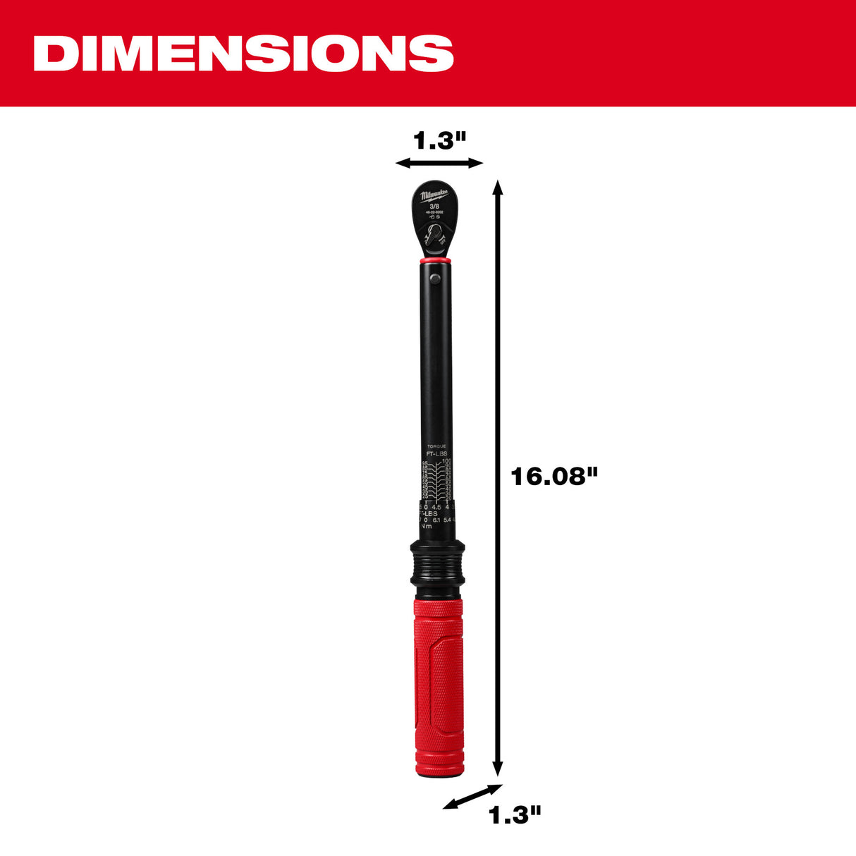 Milwaukee 3/8” Drive Click Torque Wrench (20-100 ft·lbf) 48-22-9202