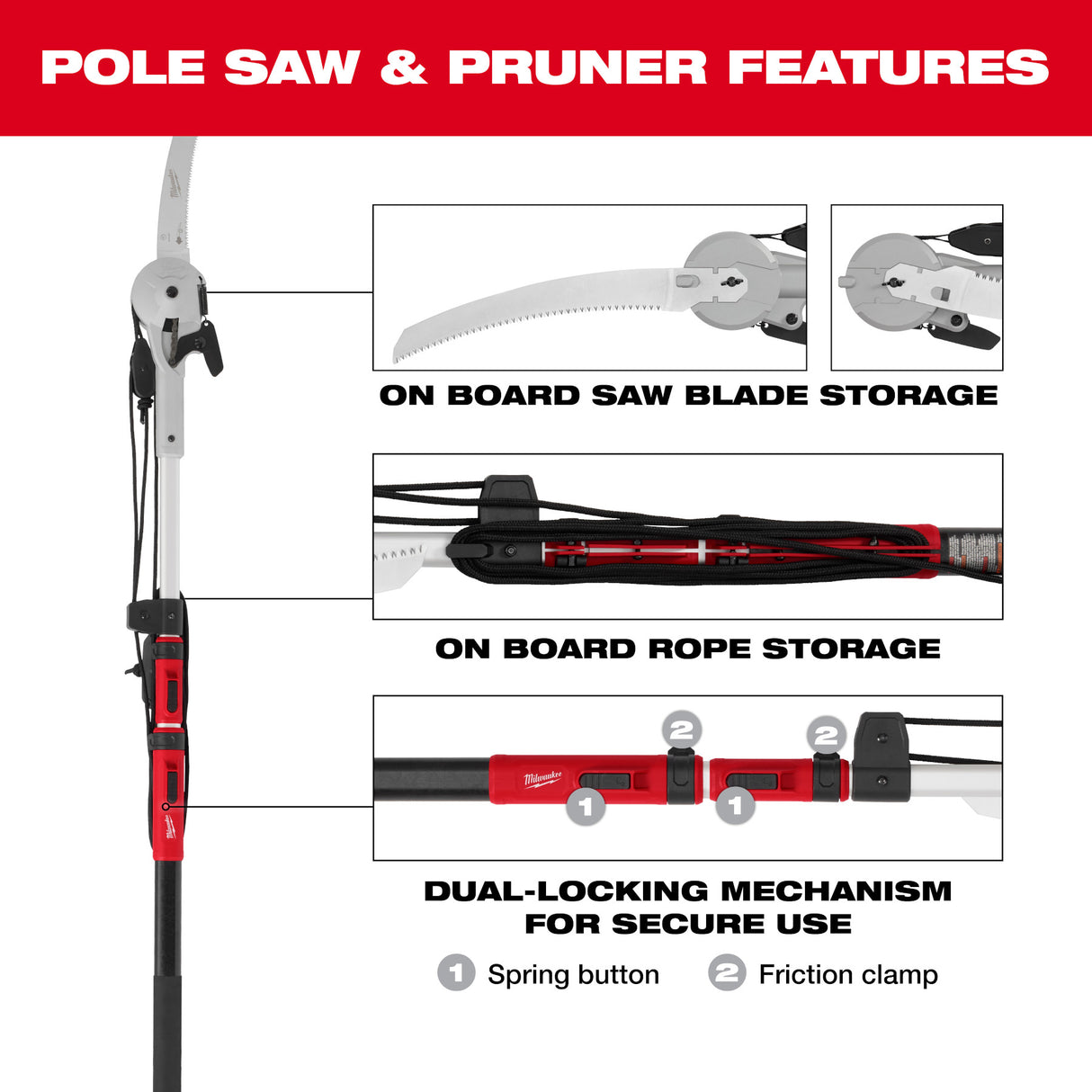 Milwaukee 48-22-9375 16' Pole Saw & Pruner