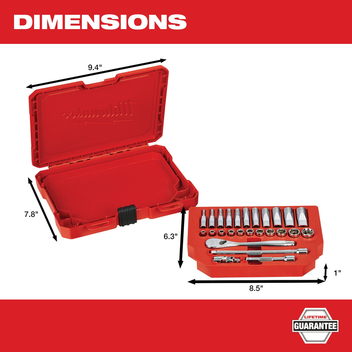 Milwaukee 48-22-9404 1/4" Drive 26pc Ratchet & Socket Set - SAE